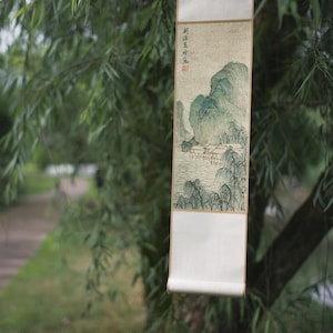 山湖の絵巻：中国の壁飾り、瞑想アート、風水画