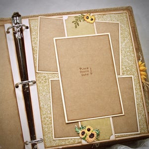 Sunflower Wedding Book, 8x10 Photo Album, Ring Bound Wedding Album, Burlap Guest Book, Custom Colors image 3