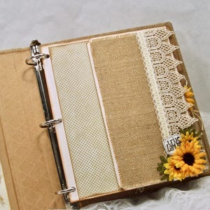 Sunflower Wedding Book, 8x10 Photo Album, Ring Bound Wedding Album, Burlap Guest Book, Custom Colors image 6