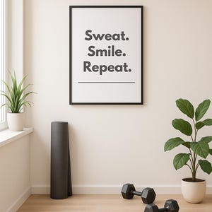 Home Gym Decor Printable, Fitness Motivation Wall Art, Workout Quote Digital Download, Minimalist Gym Poster, Exercise Room Art