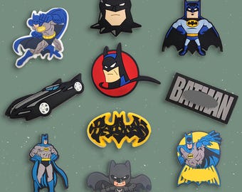 10 PCS Bat Theme Shoe Charms Set for Clog Shoes, Dark Vigilante Inspired Shoe Accessories, Cute Cartoon Style Charms for Kids Teens Gift