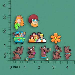 14PCS Vintage Cartoon Dog Shoe Charms Set • Retro Adventure Crew Inspired • Groovy Van Aesthetic Clog Charms for Kids & Adults bild 7