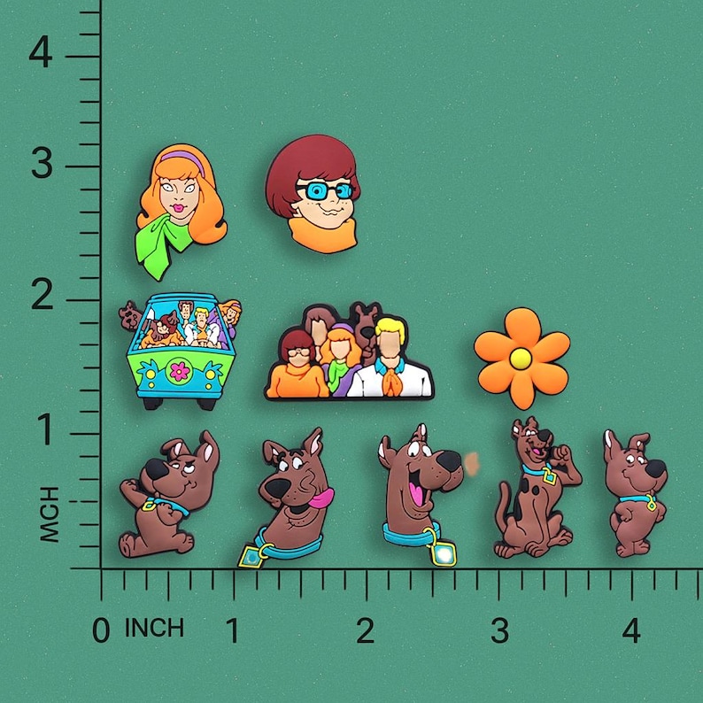 14PCS Vintage Cartoon Dog Shoe Charms Set • Retro Adventure Crew Inspired • Groovy Van Aesthetic Clog Charms for Kids & Adults bild 7