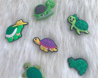 6 PCs Turtle Shoe Charms, Green Animals Shoe Decoration Charms for Shoes, Bracelets, Wristbands, Accessories for Teens, Adults, Party Favors