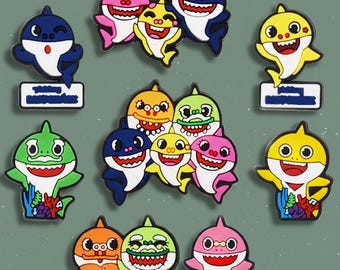8PCS Cute Shark Shoe Charms Set, Ocean Animal Footwear Accessories for Foam Clog Shoes, Colorful Kids Party Gift