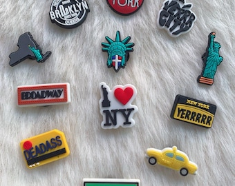 12PCS New York  Shoe Charms,NYC Shoe Decoration Charms for Shoes, Bracelets, Wristbands, Accessories for Teens, Adults, Party Favors