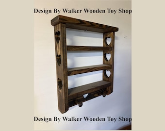Vintage Heart Corner Shelf | Medium Scalloped Wooden Shelf With