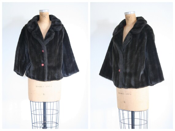 vintage 1950s faux fur coat - '50s faux fur jacket