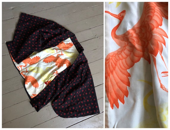 vintage black & red Japanese Haroi | 1970s wool ki