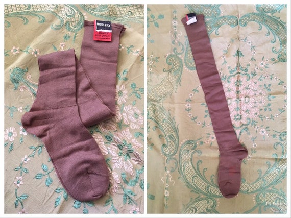 vintage 30s stockings, beige cotton OTK stockings