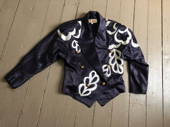 vintage ‘80s statement jacket, silk satin jacket -