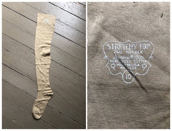 true vintage ‘20s beige cotton OTK stockings | fla