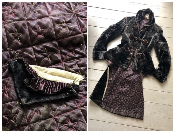 antique Victorian espresso mohair velvet tailcoat