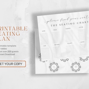 Printable Wedding Seating Chart