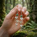 Elves Ivy Dangle Earrings with Emerald Green Stone & Leaf, Fantasy Elven Jewelry Sterling Silver, Girlfriend Gift product logo