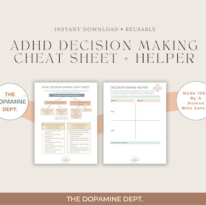 ADHD Decision Making Guide & Tool - Overthinking Help - Executive Function Printable - ADHD Cheat Sheet - Focus Clarity PDF