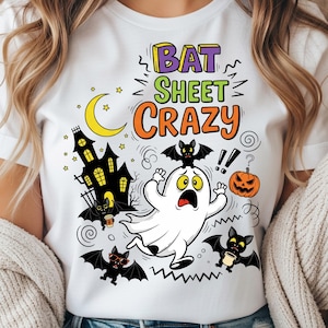 Bat Sheet Crazy PNG, Funny Ghost Sublimation Design, Sarcastic Halloween Bats, Halloween Bat Png, Humorous Haunted House Clipart