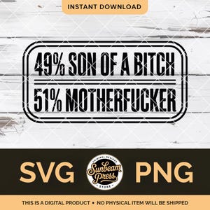 Son Of A Bitch Motherfucker SVG PNG Rolig vuxenhumor Hat Patch Glowforge xTool Olämpligt skämt PNG