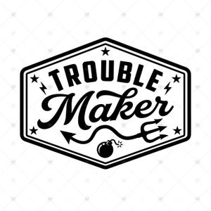 Trouble Maker SVG: Funny Toddler T-Shirt Design, Mischief Maker Hat Patch, Sibling Matching Sticker Gift, Cut Files, SVG, PNG