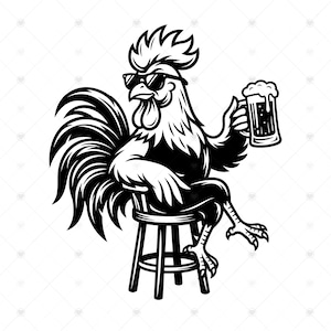 Beer Rooster SVG PNG: Bar Regular T-Shirt Design, Craft Beer Quote Tumbler, Brewery Pub Wall Art Gift, Cut Files, SVG, Instant Download
