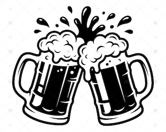 Boccali da birra Cheers SVG PNG: Design per brindare, Regalo per amanti della birra, Maglietta da bar, Addio al celibato, SVG, Download immediato