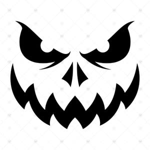 ジャック・オー・ランタンの顔のSVG PNG：恐ろしい邪悪なカボチャ、ハロウィンシャツ、カボチャ彫刻テンプレート、不気味なデカール、SVG、即時ダウンロード