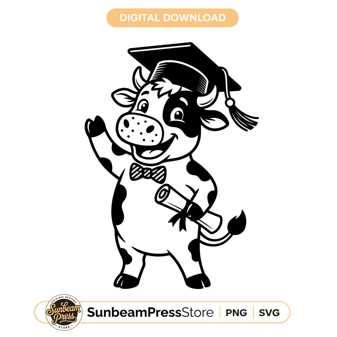 Graduation Cow SVG Png | Holy Cow Graduated Svg | Funny Graduation Svg ...