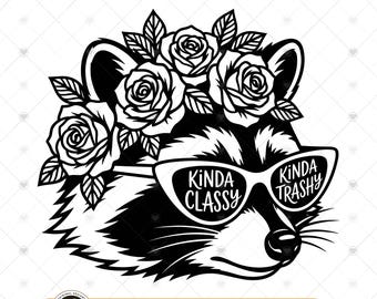 Kinda Classy Kinda Trashy SVG PNG / Floral Procoon Svg / Sassy Procoon Svg / Glowforge xTool Procoon / Cricut Funny Procoon Cut File