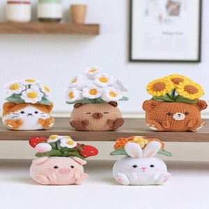 The Adorable Bunny and pig Pot Crochet Pattern + BONUS, Flower Pot Crochet Pattern, adorable crafts