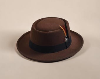 Sombrero Pork Pie / Ala enrollada / Fedora de estilo vintage / Para uso diario