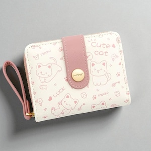 Portefeuille à glissière pour chat | Joli porte-monnaie | porte-cartes pour femme | petit portefeuille pour fille | Pochette pour clés | petit sac d&#39;argent | Cadeau pour les amoureux des chats