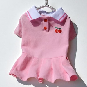 Pet Dress | Dog Polo Dress for Small Dogs | Cute Puppy Skirt with Pleated Hem | Summer Sundress Outfit | Pet Clothes & Apparel for Girls