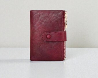 Kompakte Bifold Geldbörse | Damen Doppelreißverschluss-Kartenhalter