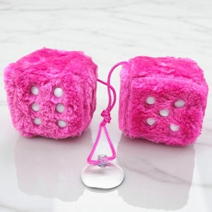 Plush Fuzzy Dice Car Mirror Accessory | Fun Auto Interior Decoration | Cute Home or Car Ornament | Soft Plush Dice Hanging Pendant