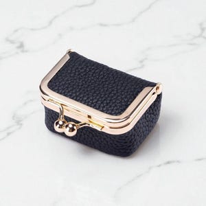 Mini Kiss-Lock Coin Purse | Small Leather Wallet | Compact Jewelry Box | Travel Organizer Case | Gift for Her | Earring Storage Bag
