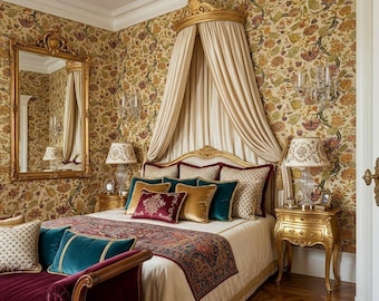 Antique French Indienne Print Wallpaper – Removable Peel and Stick Floral Pattern