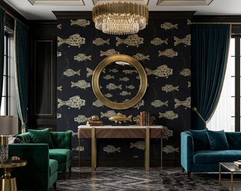 Sakana Japanese fish Wallpaper – Removable Peel and Stick Sakana Japanese fish Wallpaper