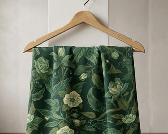 Arts and Crafts style Botanical Upholstery Fabric – Dark Botanical  Pattern  Upholstery Fabric By the yard
