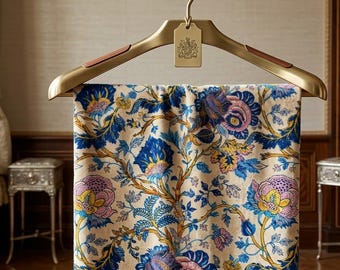 French Indienne Print Fabric – Antique Floral Pattern, Sold by Yard