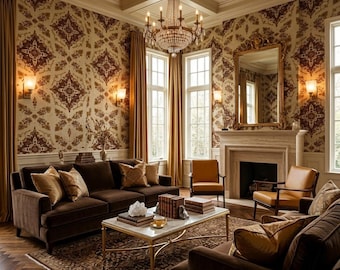Traditional luxury Victorian-Style Wallpaper – Javanese Batik Patterns Removable Peel and Stick  Wallpaper