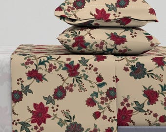 Floral Print Botanical Sheets - Pink Peony Flower Printed Cotton Sheet Set Bedding