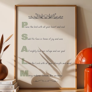 PSALM Akrostisches Gedicht Digitale Wandkunst - Christliche Wohnkultur - Bibel Vers Druck - Glaubensbasierte Kunst - Schrift Wandkunst - Mehrere Größen