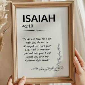 Isaiah 41:10 Bible Verse Wall Art, Digital Download, Not Fear Scripture Print, Christian Home Décor, Faith Based Art Print, Multiple Size