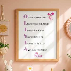 OLIVIA Name Acrostic Poem Digital Wall Art - Personalized Name Print - Nursery Décor - Girls Room Art - Custom Name Gift - Multiple Sizes