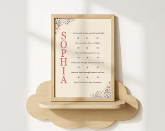 Sophia Name Poem Nursery Wall Art, Personalised Girl Print
