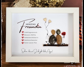 Stone pictures of hearts - a loving gift for girlfriend/boyfriend, friendship, birthday, pebble art, personalized, unique, optional LED