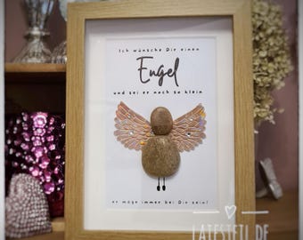 Stone picture "I wish you an angel" Handmade unique piece, personalizable for birthdays, friends, Christmas, optionally with lighting!