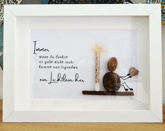Stone picture | Little light | Lovingly handcrafted unique piece, customizable, birthday gift, beautiful saying, lighting optional!