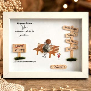 Geschenk zur Rente | Personalisiertes Steinbild | Ruhestand Geschenk | Pensionierung | Abschied Kollege | Handmade Unikat | mit  Beleuchtung
