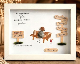 Retirement Gift | Personalized Stone Picture | Retirement Gift | Pension | Farewell to a Colleague | Handmade Unique Piece | with Lighting